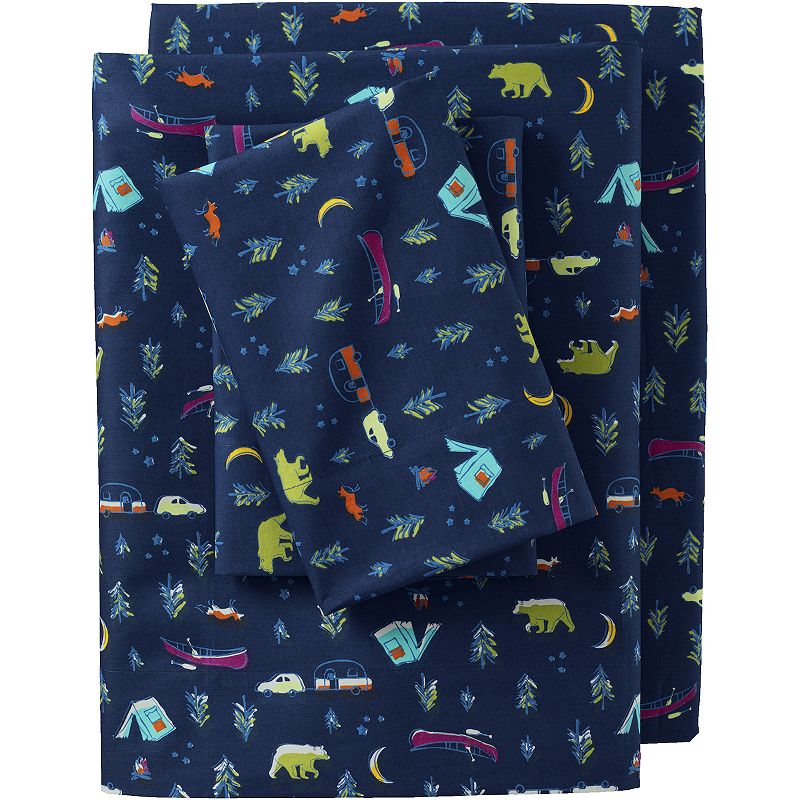 Lands End Kids 180 Thread Count Cotton Percale Printed Sheet Set or Pillow