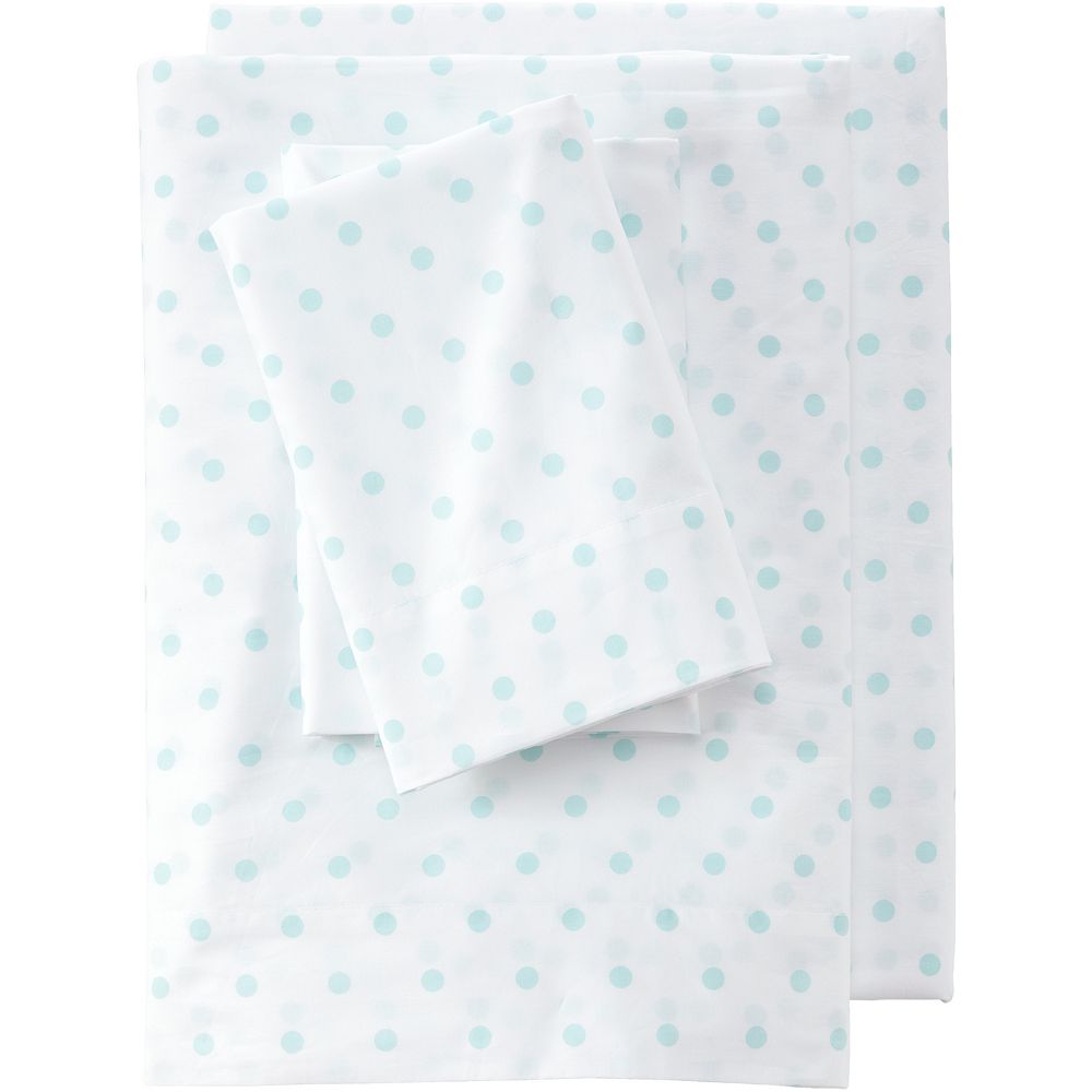 Lands' End Kids 180 Thread Count Cotton Percale Printed Sheet Set or Pillowcase Pair