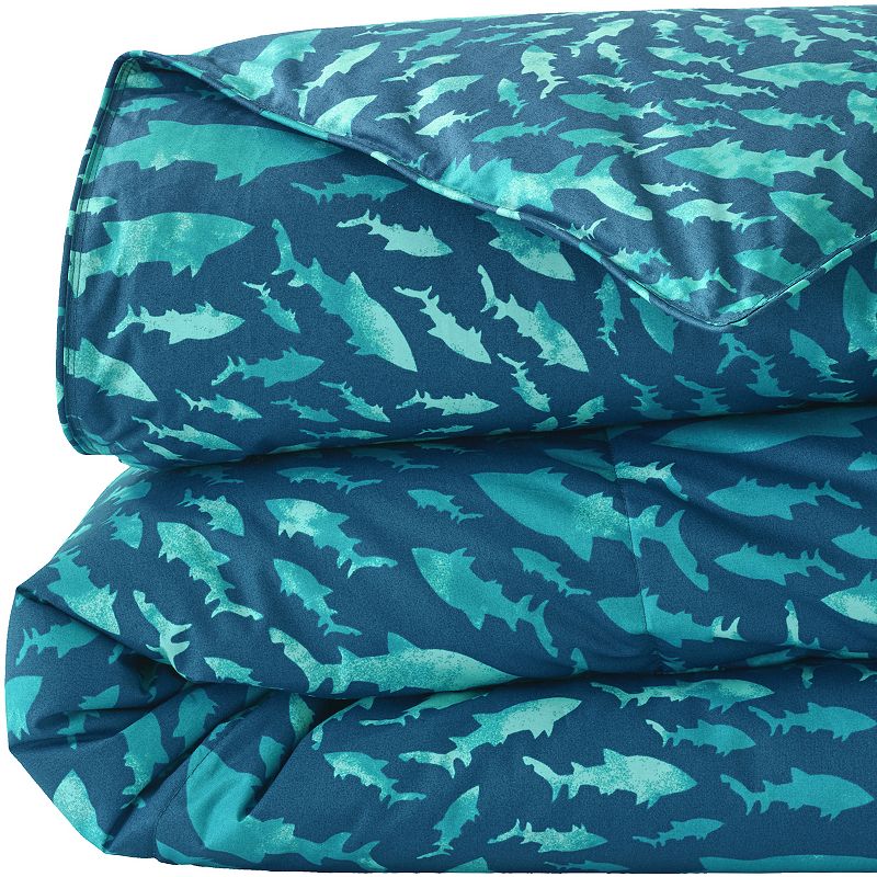 Lands End Kids Printed Comforter, Dark Blue, Full/Queen