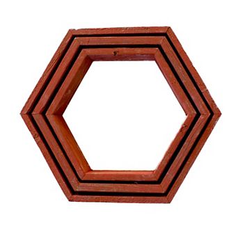 Rustic Farmhouse Floating Reclaimed Wood Hexagon Shelves (Set of 3)