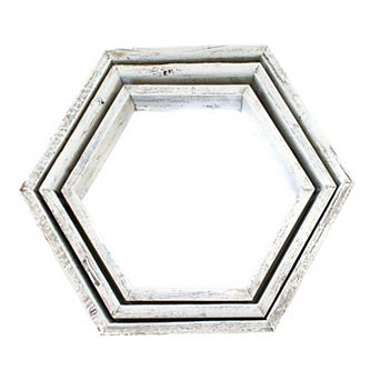 Rustic Farmhouse Floating Reclaimed Wood Hexagon Shelves (Set of 3)