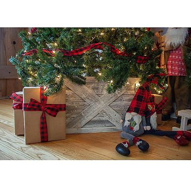 Rustic Farmhouse Deluxe 17.5" x 11.5" Reclaimed Wooden Christmas Tree Box Collar