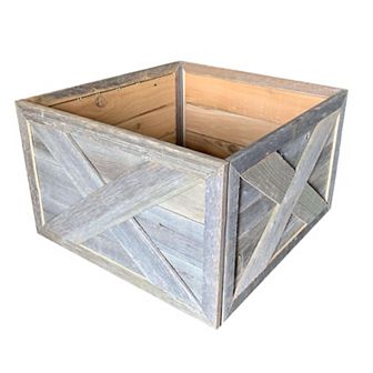 Rustic Farmhouse Deluxe 17.5" x 11.5" Reclaimed Wooden Christmas Tree Box Collar