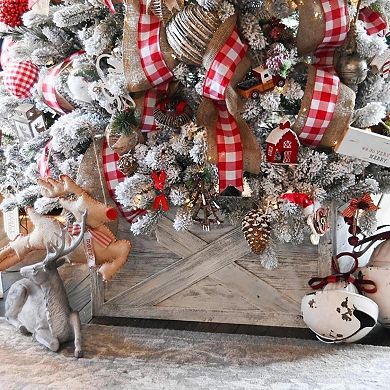 Rustic Farmhouse Deluxe 22.5" x 14.5" Reclaimed Wooden Christmas Tree Box Collar