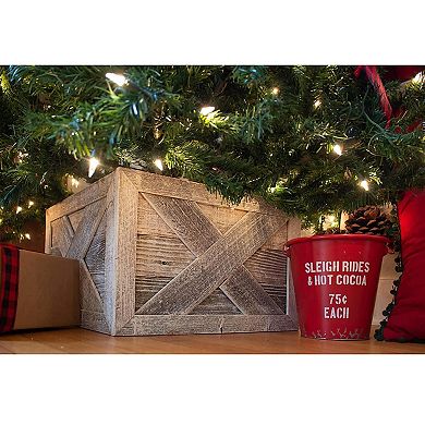 Rustic Farmhouse Deluxe 22.5" x 14.5" Reclaimed Wooden Christmas Tree Box Collar