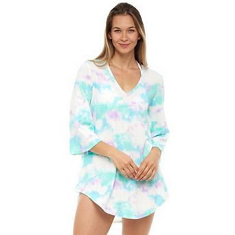 Women's Jordan Taylor V-Neck Tie Dye Print Coverup Swim Tunic
