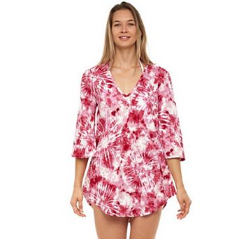 Women's Jordan Taylor V-Neck Tie Dye Print Coverup Swim Tunic