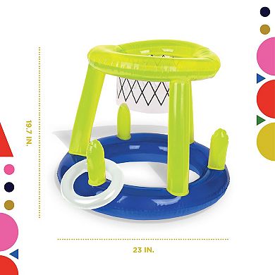 Wembley Basketball Ring Toss Float Game with Floating Hoop, Inflatable Ball, and 3 Blow-Up Rings