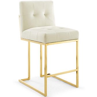 Modway Privy Gold Stainless Steel Performance Velvet Counter Stool