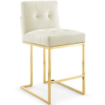 Modway Privy Gold Stainless Steel Performance Velvet Counter Stool