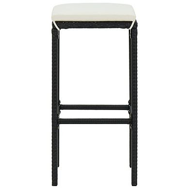 vidaXL Bar Stools with Cushions 2 pcs Poly Rattan