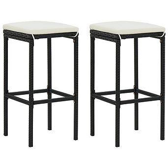 vidaXL Bar Stools with Cushions 2 pc Poly Rattan