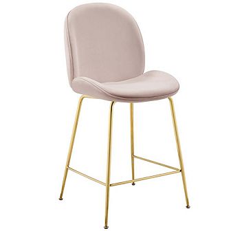 Modway Scoop Gold Stainless Steel Leg Performance Velvet Counter Stool