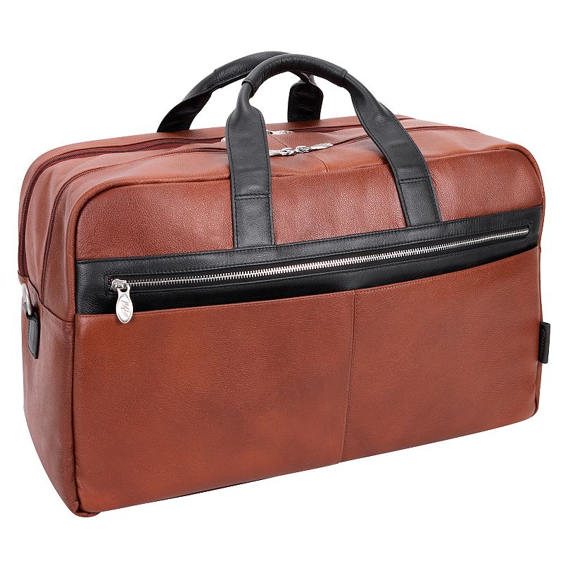 McKlein Wellington Leather 21-Inch Two-tone Laptop & Tablet Carry-All Duffel Bag, Brown