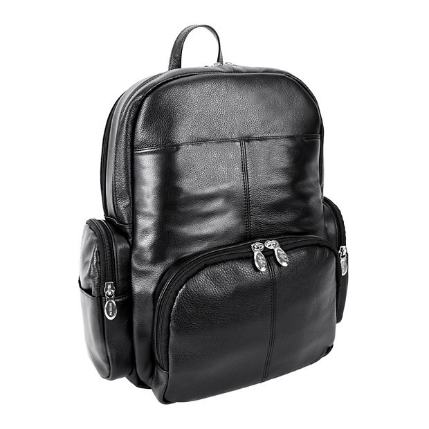 McKlein Cumberland 15" Leather Dual Compartment Laptop Backpack Black