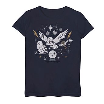 Girls 7-16 Harry Potter Christmas Winter Owls Tee