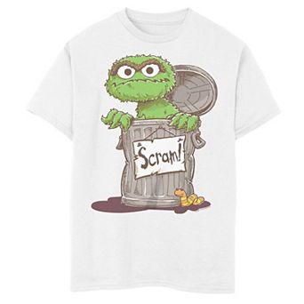 Boys 8-20 Sesame Street Oscar the Grouch Scram Sign Graphic Tee