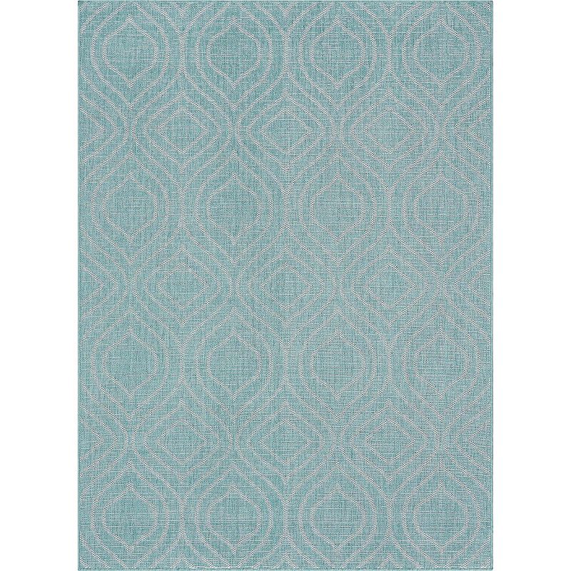 Well Woven Fallon Ludo Indoor/Outdoor High-Low Are Rug, Blue, 8X10 Ft