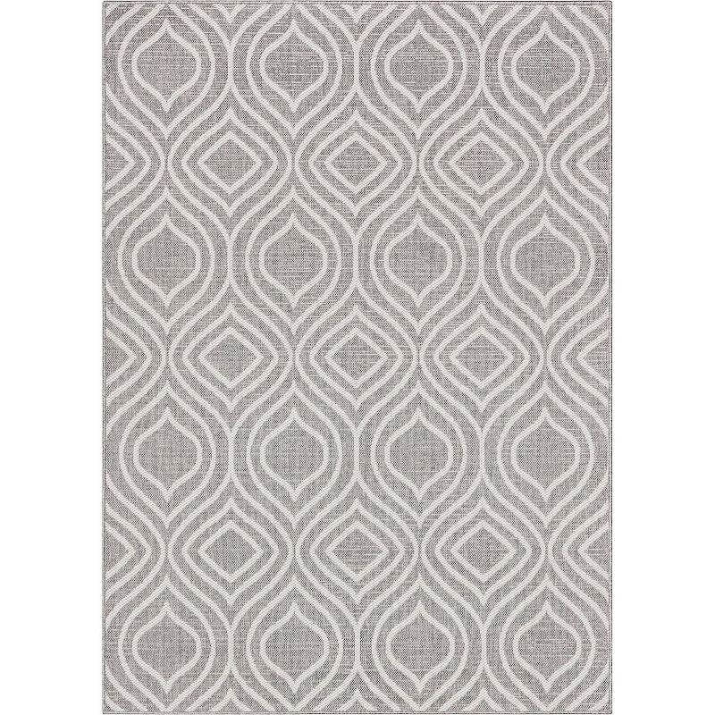 Well Woven Fallon Ludo Indoor/Outdoor High-Low Are Rug, Grey, 8X10 Ft