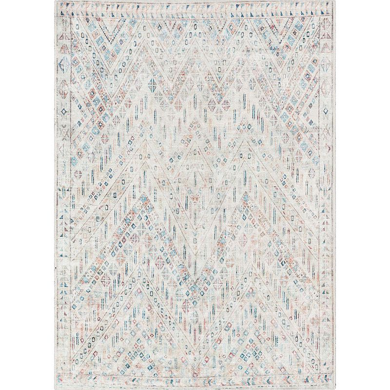 Well Woven Asha Anya Machine Washable Are Rug, White, 7.5X10 Ft