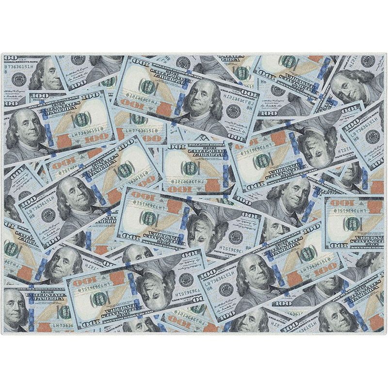 Well Woven Money Dollar Front Bill Machine Washable Are Rug, Green, 10X13 Ft