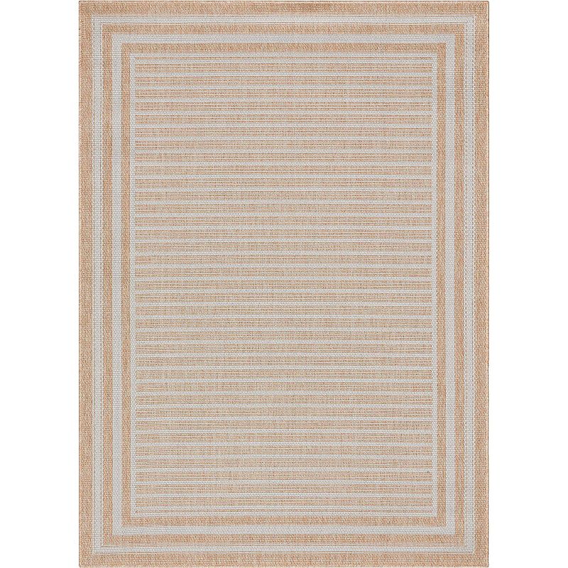 Well Woven Fallon Frankie Stripes Indoor/Outdoor High-Low Are Rug, Beig/Green, 8X10 Ft