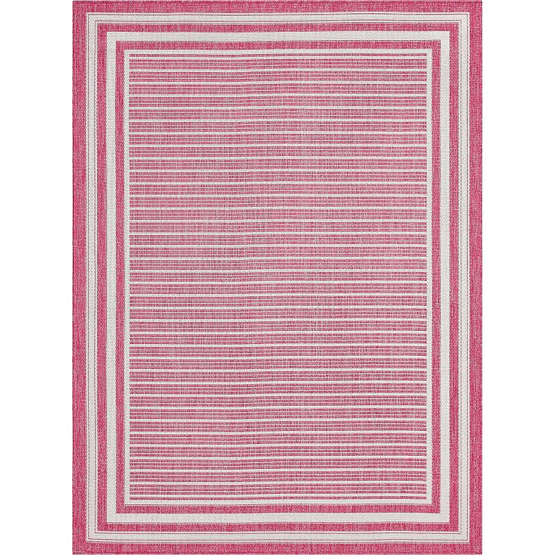 Well Woven Fallon Frankie Stripes Indoor/Outdoor High-Low Are Rug, Pink, 8X10 Ft