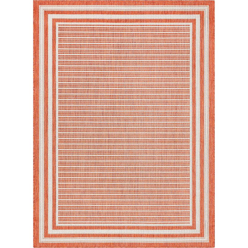 Well Woven Fallon Frankie Stripes Indoor/Outdoor High-Low Are Rug, Orange, 8X10 Ft