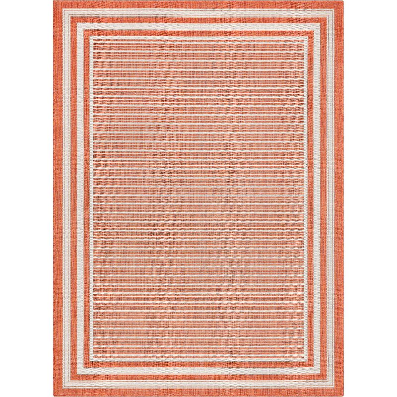 Well Woven Fallon Frankie Stripes Indoor/Outdoor High-Low Are Rug, Orange, 8X10 Ft