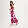 Women's London Times Floral Halter Ruched Maxi Dress