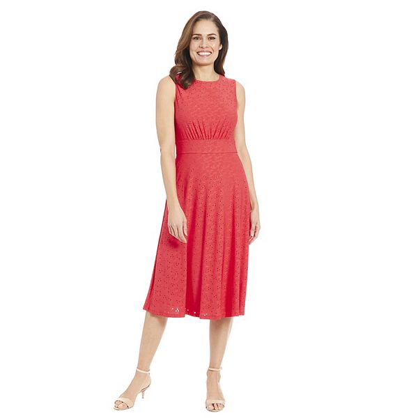 Women's London Times Eyelet Inset Midi Dress - Red (6)