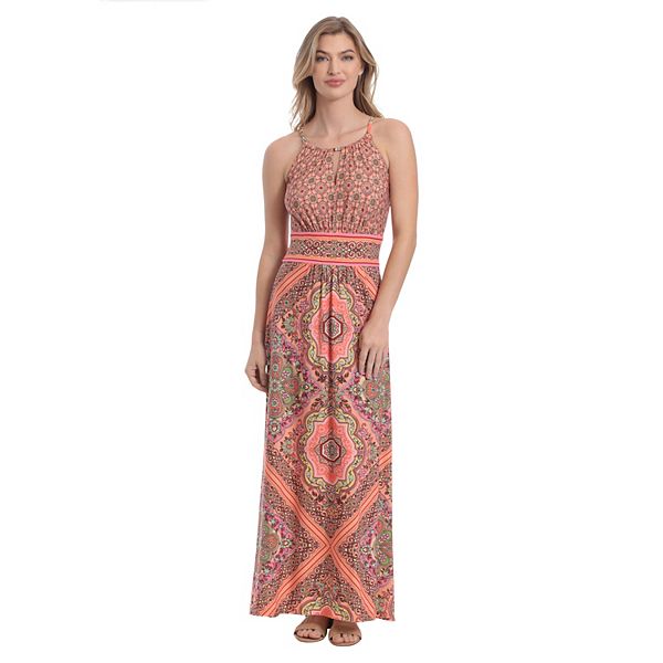 Women's London Times Medallion Halter Maxi Dress