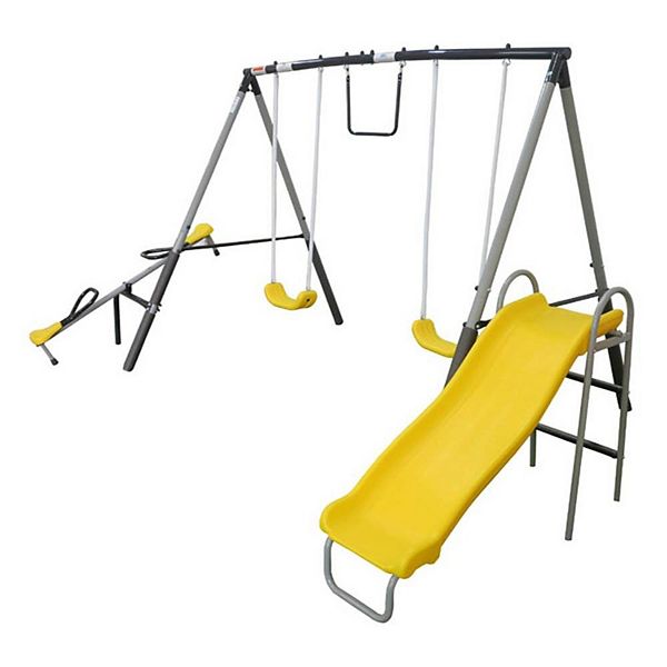 XDP Recreation The Titan Outdoor Backyard Kids Playground Swing Set with Slide