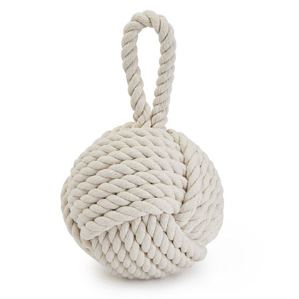 Decorative Weighted Door Stop with Handle, Nautical Knot Rope for Floor