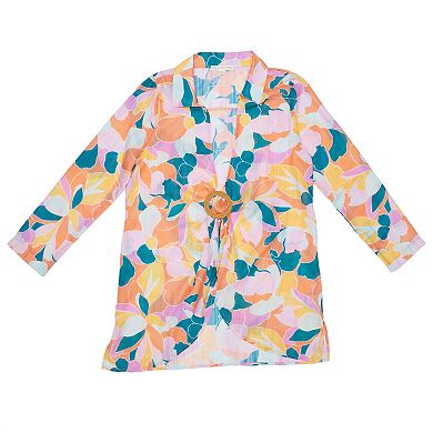 Women's Aqua Del Mar Tie-Front Coverup Swim Top