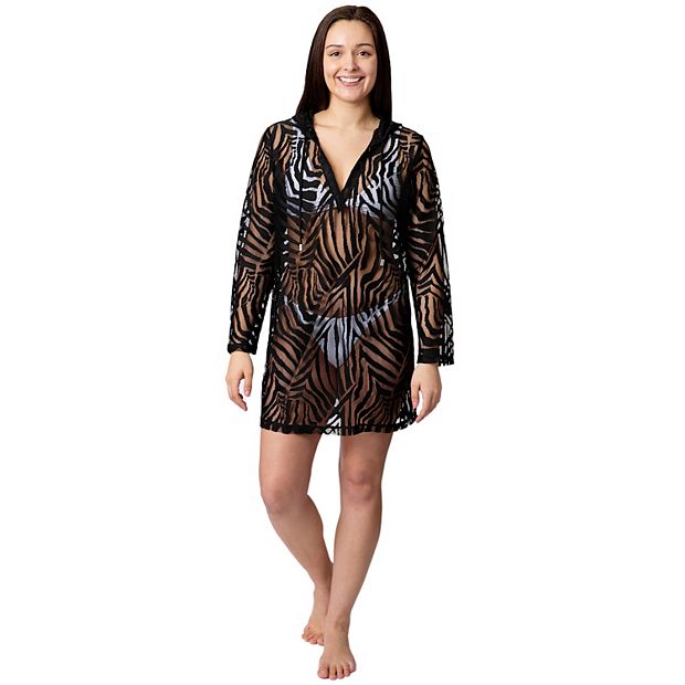 Women's Aqua Del Mar Crochet Long Sleeve Coverup Dress