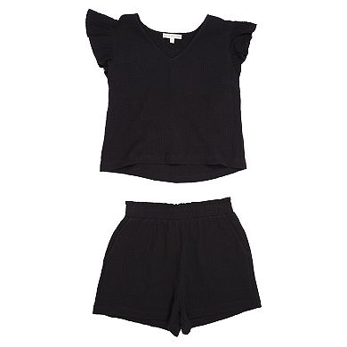 Women's Aqua Del Mar Ruffled Coverup Top & Coverup Bottoms Set