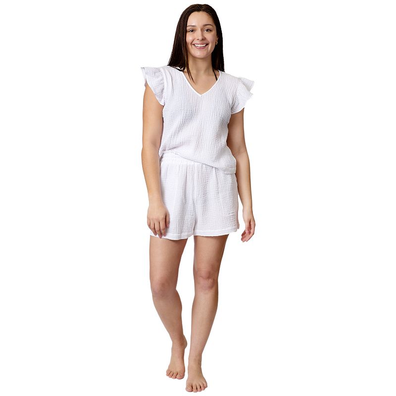 Womens Aqua Del Mar Ruffled Coverup Top & Coverup Bottoms Set, Size: Small