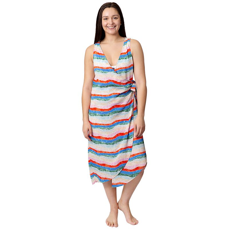 Womens Aqua Del Mar Tie-Front Wrap Coverup Dress, Size: Small, Drk Orange