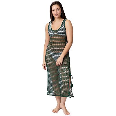 Women's Aqua Del Mar High Slit Coverup Midi Tank Top Dress, Size: Medium, Hunter Green