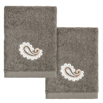Linum Home Textiles Turkish Cotton Mackenzie 2 pc Embellished Washcloth Set