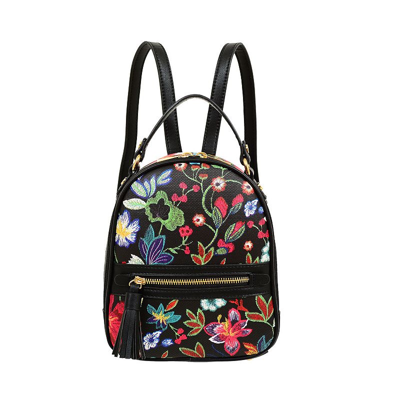 Mini Fashion Backpack Floral Pattern Straw Bag