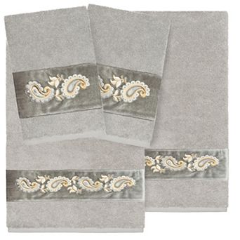 Linum Home Textiles Turkish Cotton Mackenzie 4 pc Embellished Towel Set