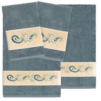 Linum Home Textiles Turkish Cotton Mackenzie 4 pc Embellished Towel Set
