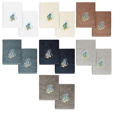 Linum Home Textiles Turkish Cotton Penelope 2-piece Embellished Washcloth Set