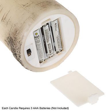 Lavish Home Faux Birch Bark Flickering Flameless LED Candle Table Decor & Remote 4-piece Set