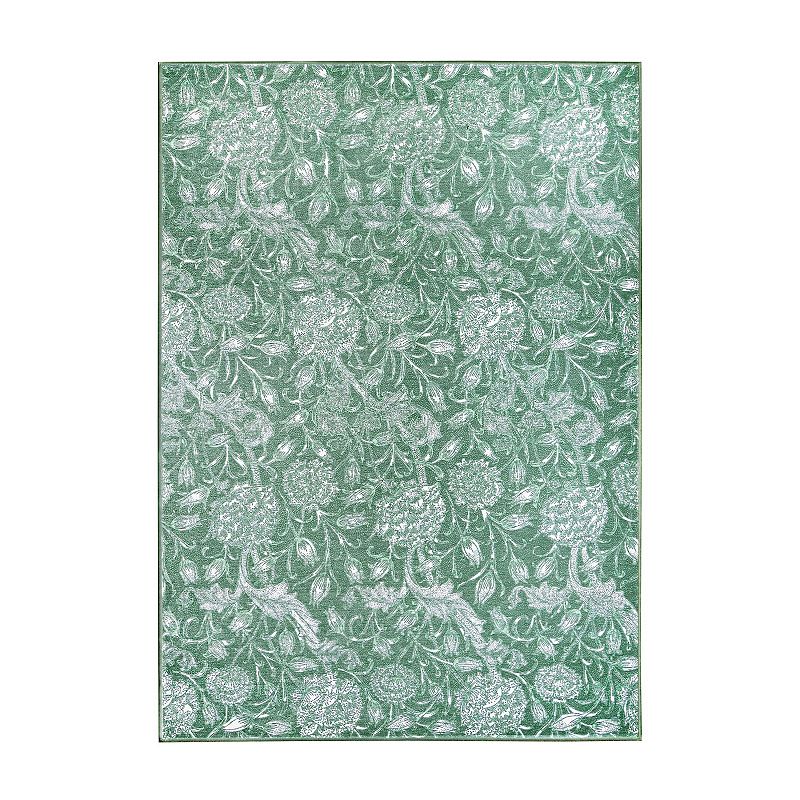 My Magic Carpet Kalini Floral Area Rug, Green, 5X7 Ft