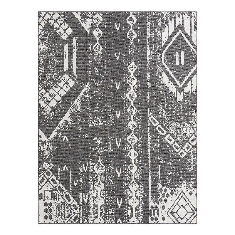 Unique Loom Anthro Outdoor Bohemian Rug, Grey, 11Ft Rnd