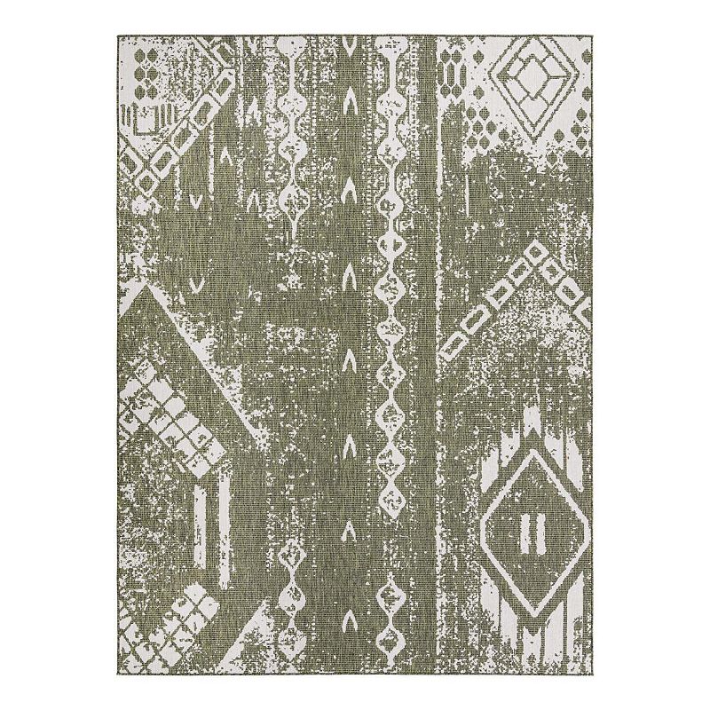 Unique Loom Anthro Outdoor Bohemian Rug, Green, 9X12 Ft