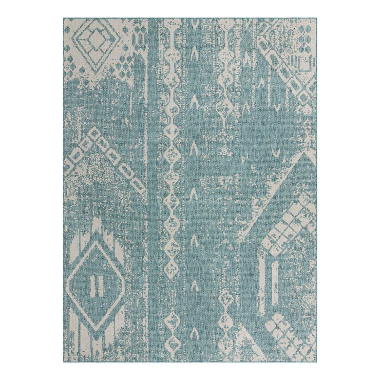 Unique Loom Outdoor-Teppich Bohemian Collection – 6x152 Cm Läufer, Rosa/elfenbein, Polypropylen